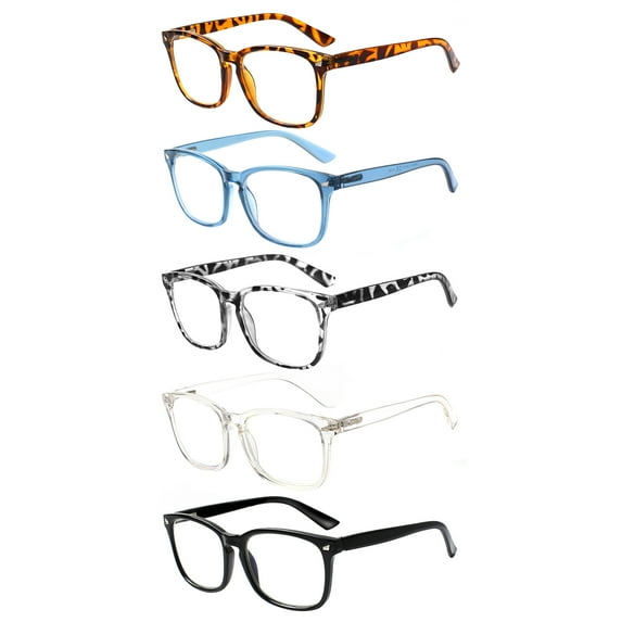 BONCAMOR 5 Pack Reading Glasses for Women and Men Spring Hinge Blue Light Blocking Reader