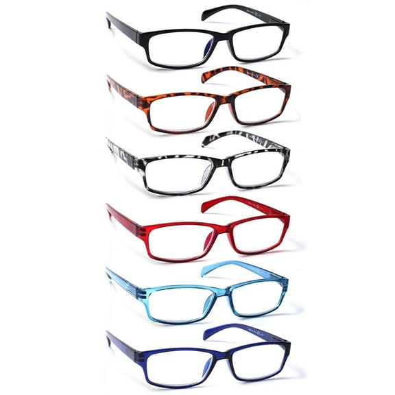 BONCAMOR 6 Pack Blue Light Blocking Reading Glasses with Spring Hinge for Women and Men Readers