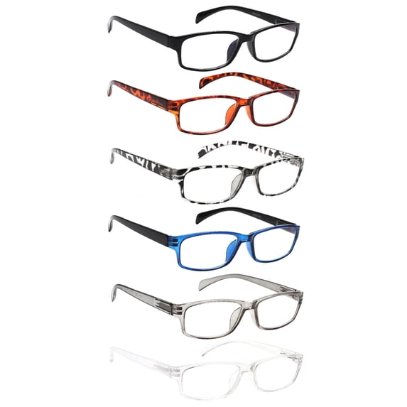 BONCAMOR 6 Pack Blue Light Blocking Reading Glasses with Spring Hinge for Women and Men Readers