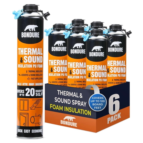 BONDURE Spray Foam Insulation, 120 Sq.Ft. (12x27.1 oz.) Closed Cell Spray Foam for Attic & Walls, Fire Rated, Reduces Energy Bills, Accessories Not Included