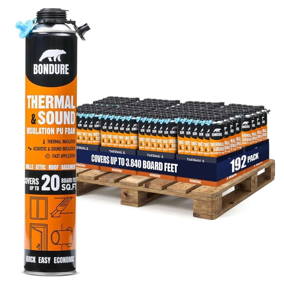 BONDURE Spray Foam Insulation, 3840 Sq.Ft. (192x27.1 oz.) Closed Cell Spray Foam for Attic & Walls, Fire Rated, Reduces Energy Bills, Accessories Not Included
