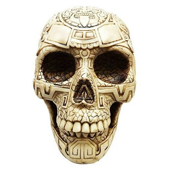 BONE AZTEC TATTOO TRIBAL SKULL STATUE RESIN FIGURINE AWESOME DETAILS