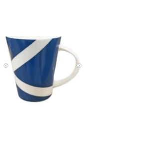 Coastline Imports Blue Magnolia Bone China Trumpet Mugs - Set Of 4, 11 Ounce Capacity