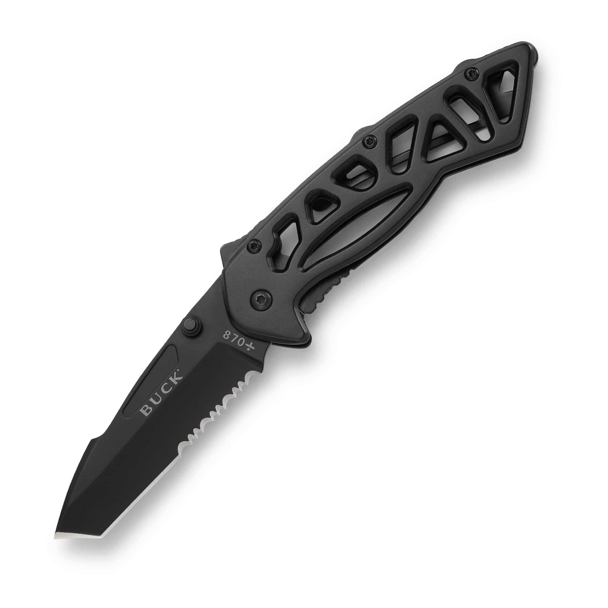Buck Knives 870 Bones Folding EDC Knife, 3” Pocket Knife Blade, Black, 4.4 oz