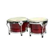 BONGOS 8+9 inch RED WOOD, DUAL DRUMS SET, WORLD LATIN Percussion NEW