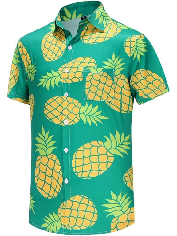 Shirts,Funky Hawaiian Shirt for Men Palm Beach Shirts Tropical Vacation Clothes - L