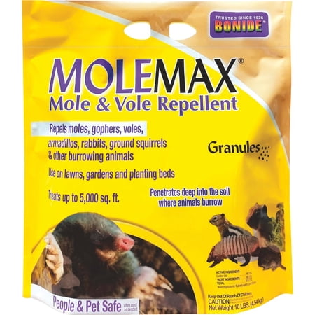 Bonide Molemax Mole and Vole Repellent Granules - Outdoor Pest Control - 10 lbs
