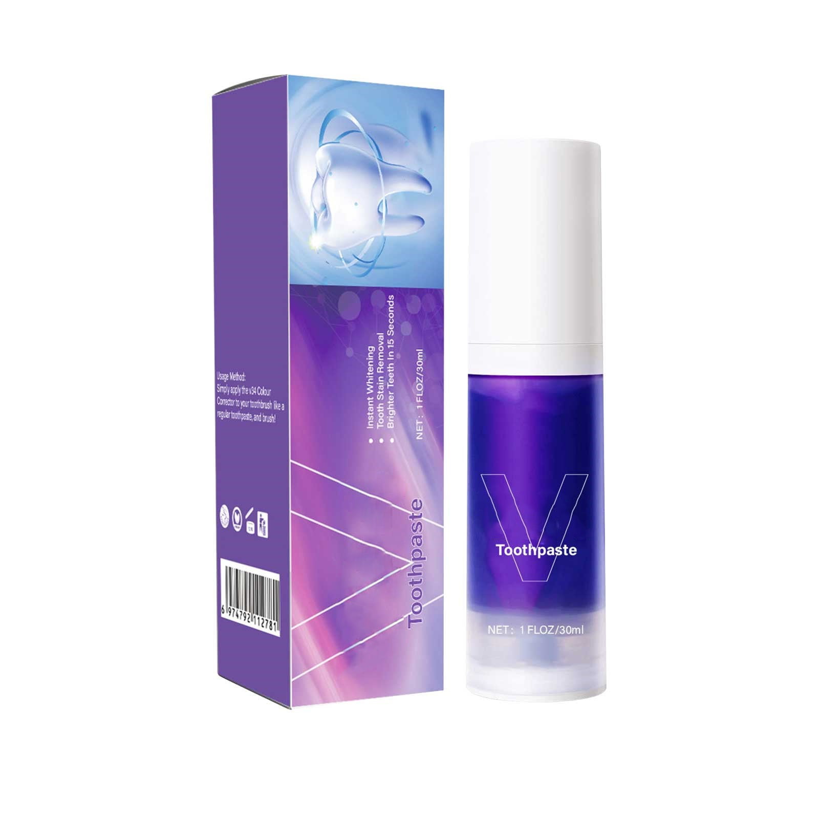 BONINGGG Colour Corrector Purple Teeth Tooth Stain Removal Teeth Booster Purple Toothpaste