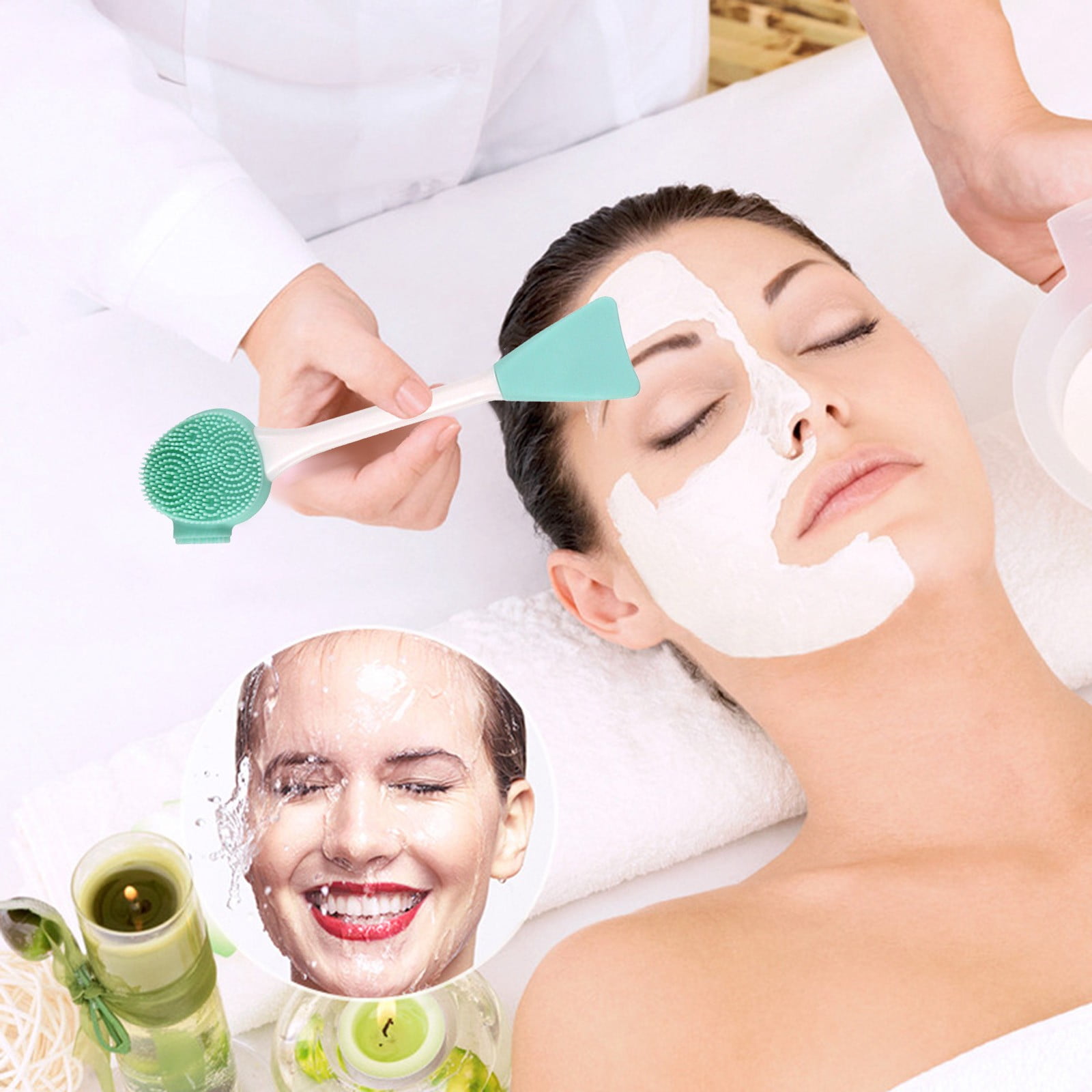 BONINGGG Doublehead Silicone Facial Cleansing Instrument Mud Brush