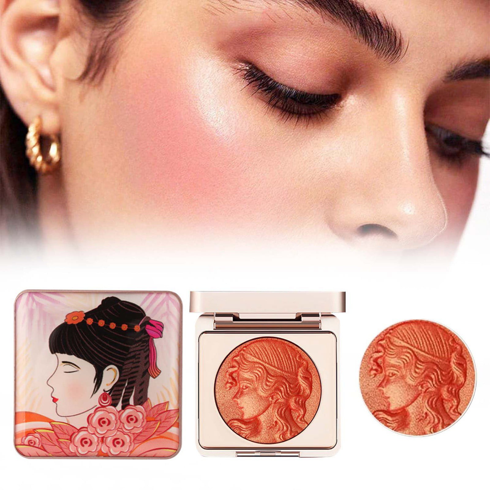 BONINGGG Embossed Girl Color Natural Makeup Highlight Fine Orange Wake