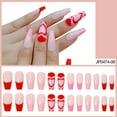 BONINGGG French Red Heart Nail Wearing Finished False Nail Patch