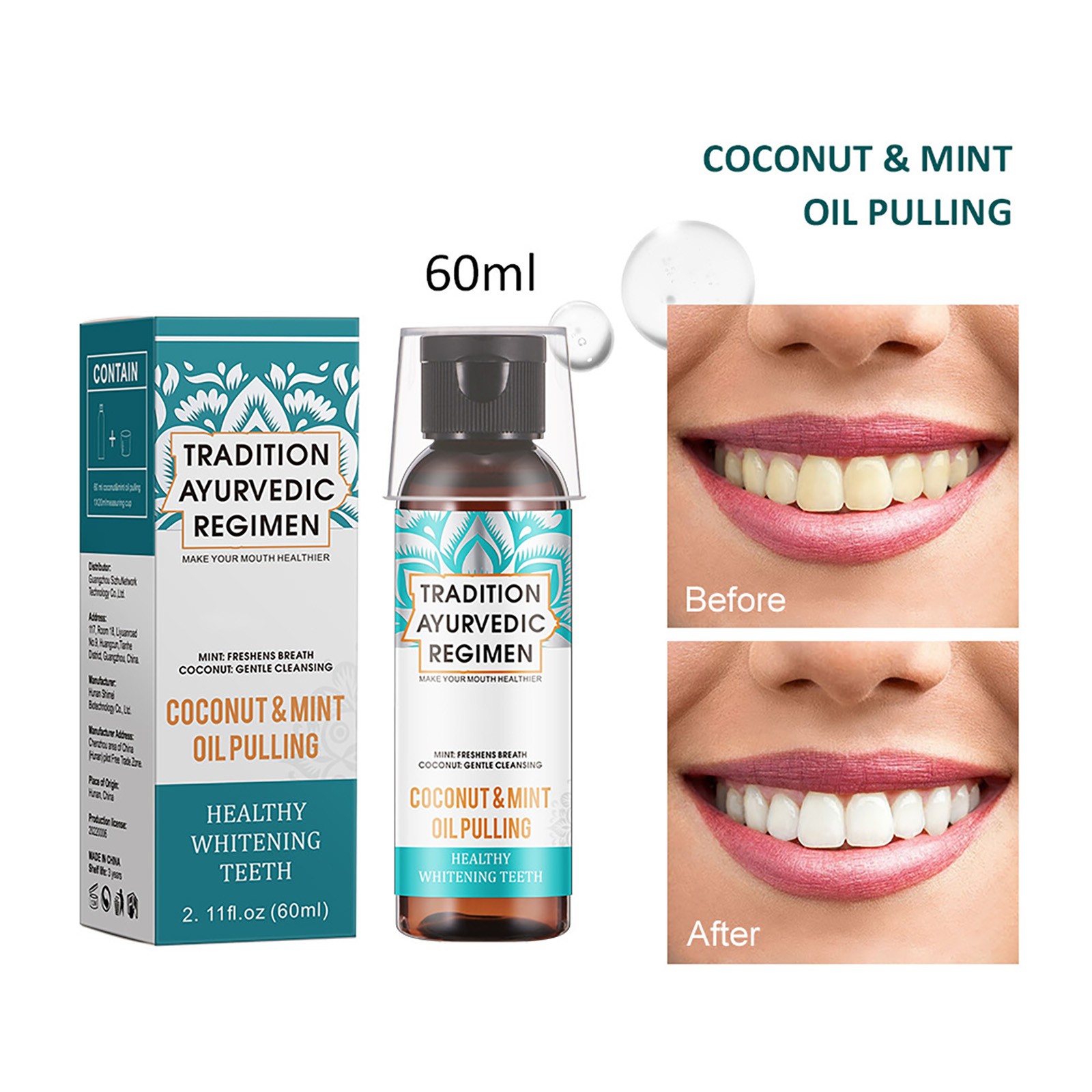 BONINGGG Natural Coconut Oil Mouthwash Organic Teeth & Gum Care