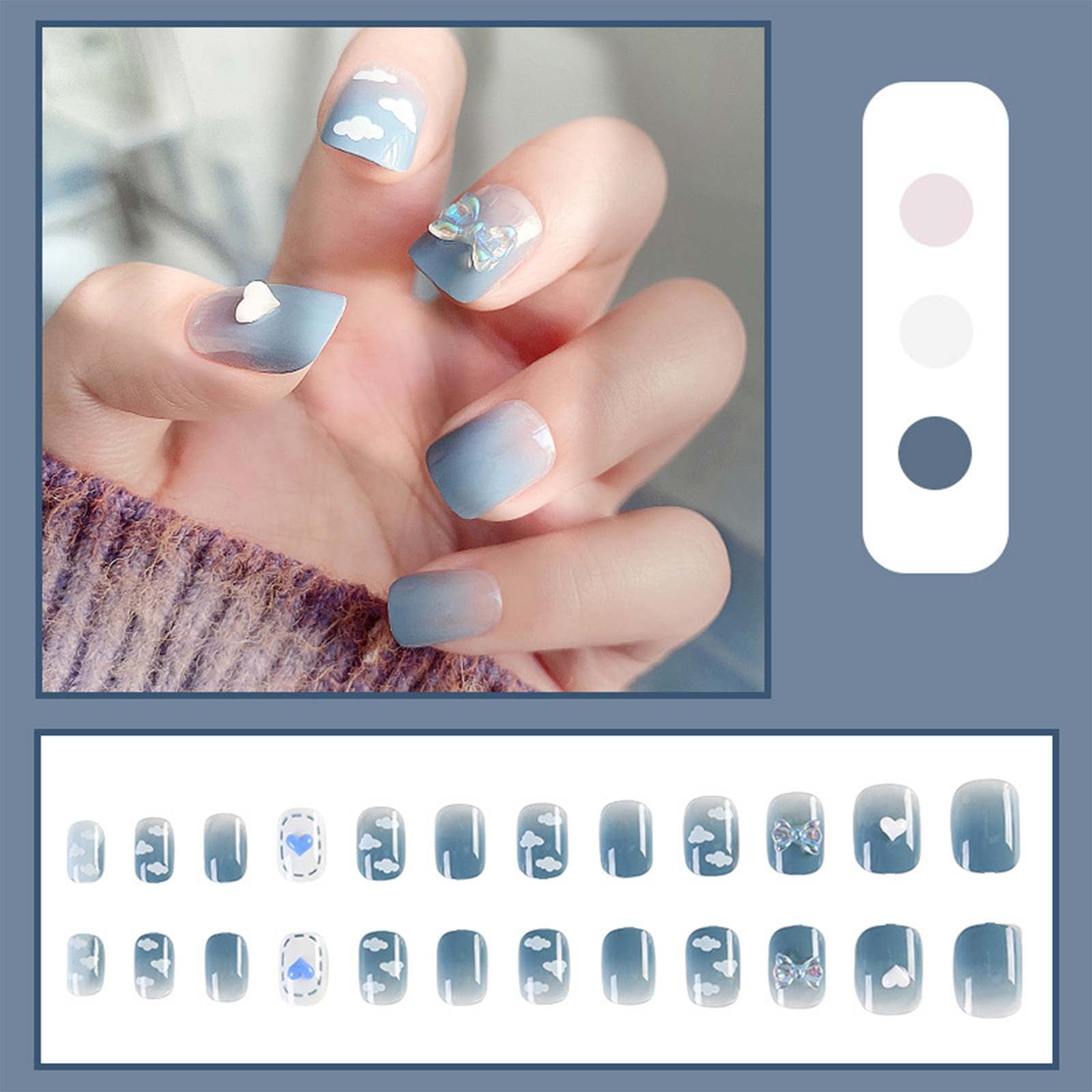 BONINGGG Pressing Nails, 24 Pieces Of Nails, Striped Design, Nail Set