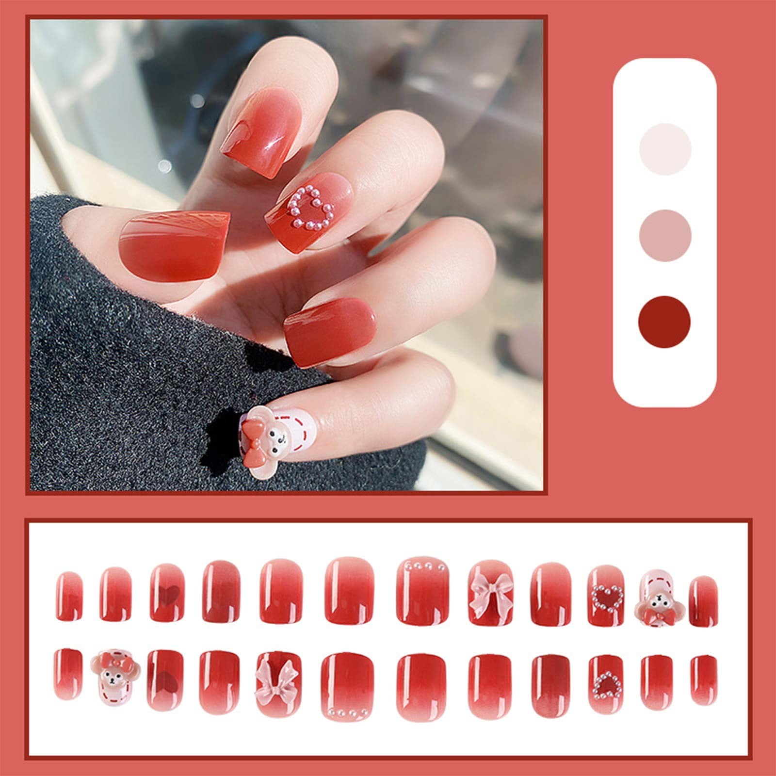 BONINGGG Pressing Nails, 24 Pieces Of Nails, Striped Design, Nail Set
