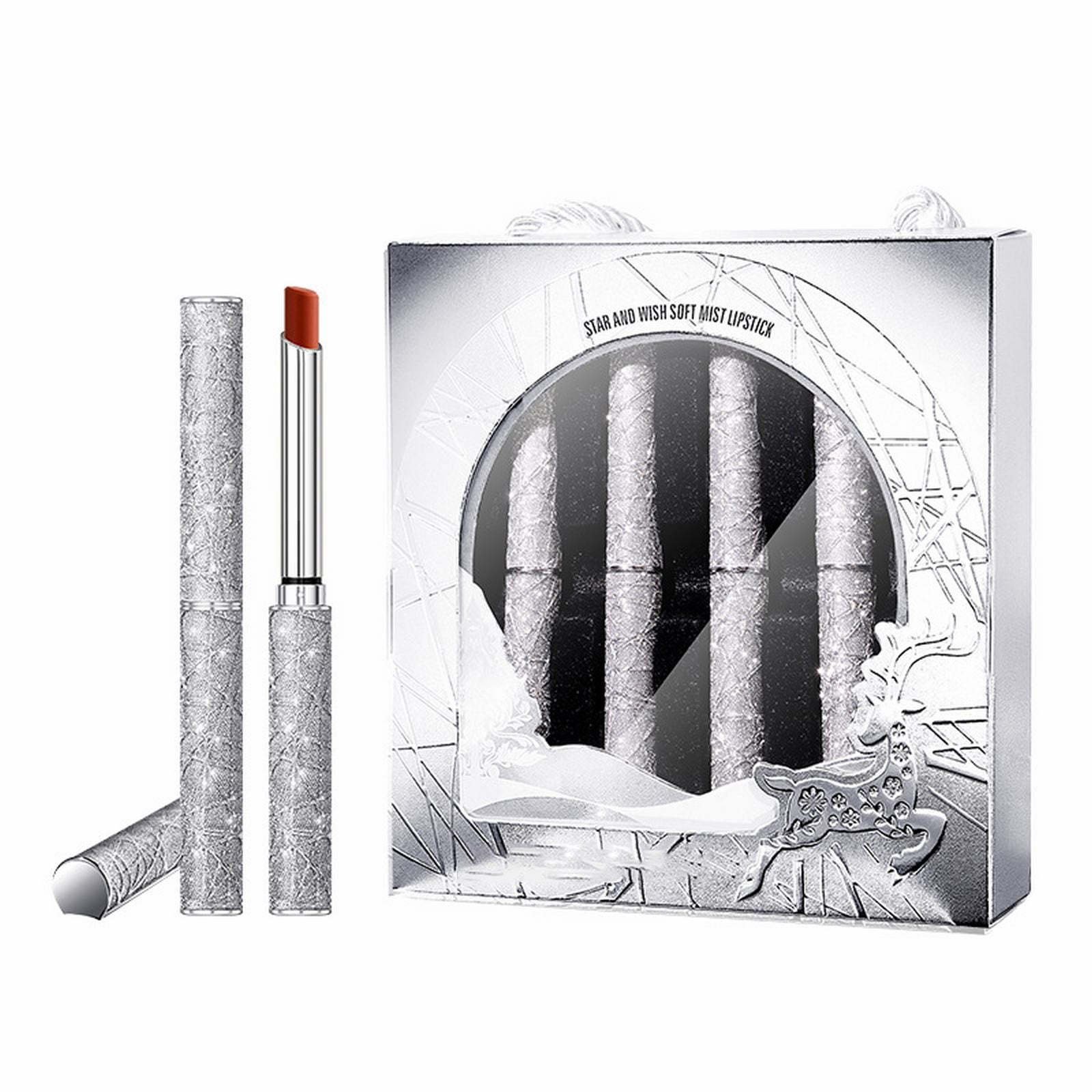 BONINGGG Star And Wish Soft Mist Lipstick And Rich Color Development Soft Fog Silver Thin