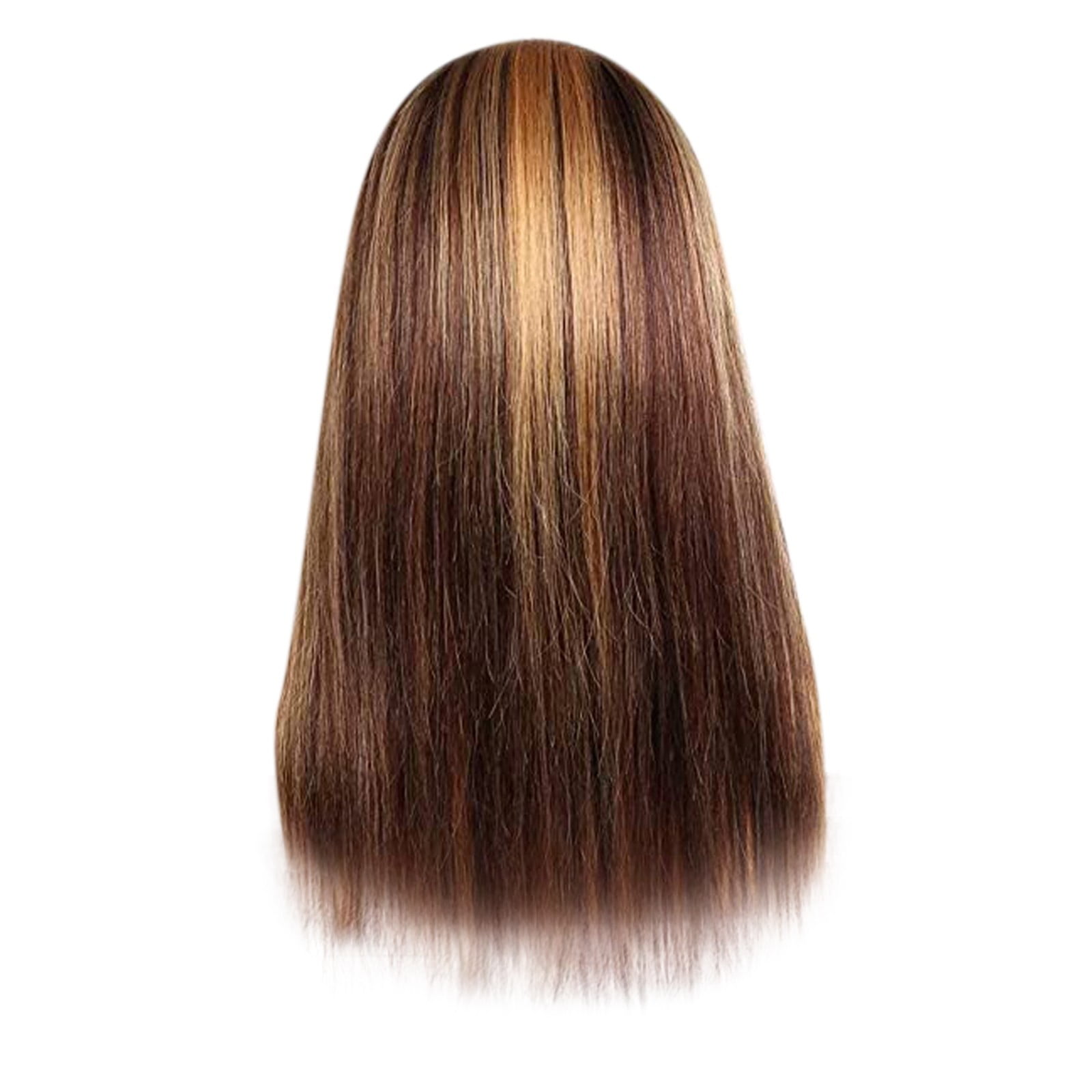 BONINGGG Straight Line Hair Human Women's Brown Wig Hair Straight Long
