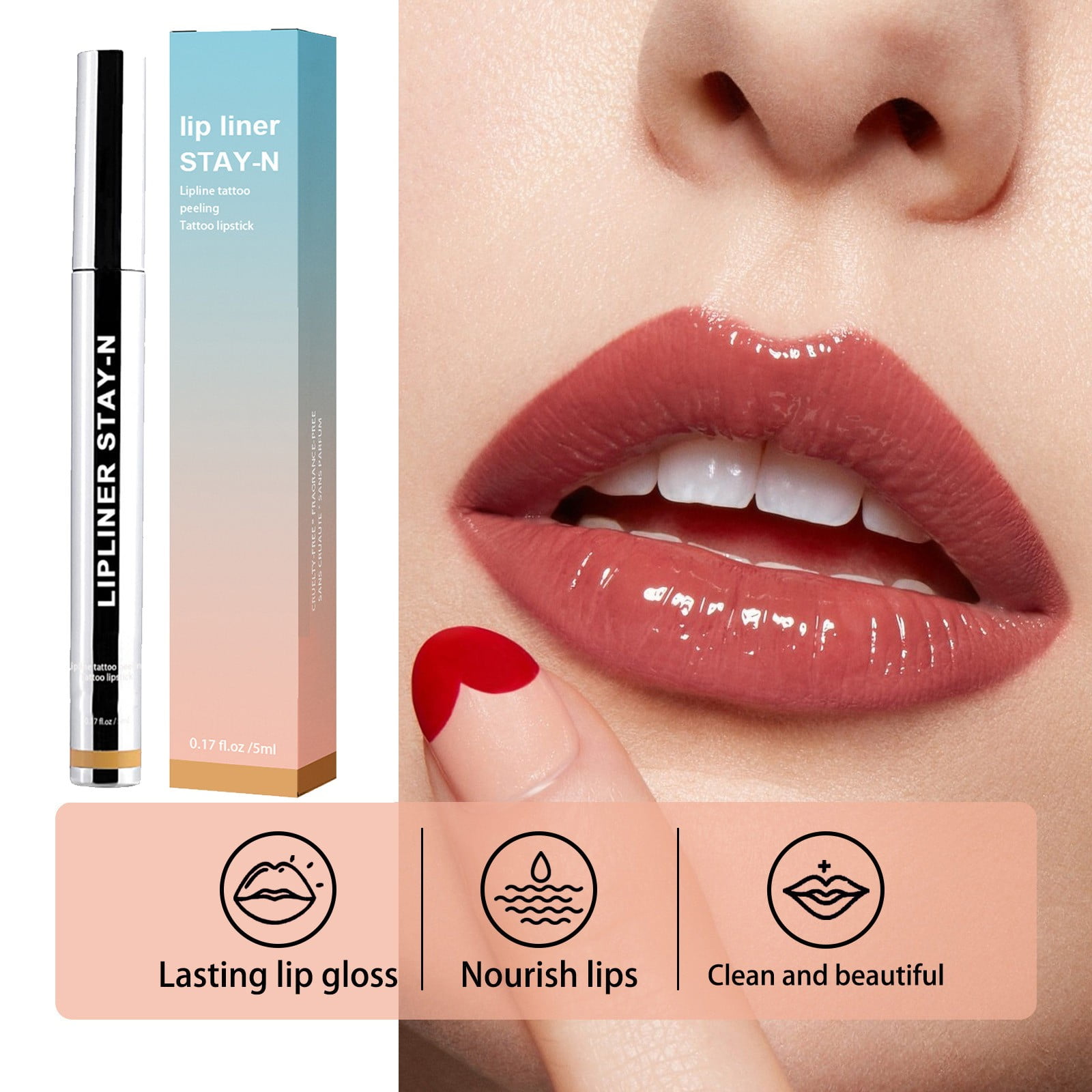 BONINGGG Strip Lip Liner Pen Lip Print Lip Liner Rich Lip Color Do Not