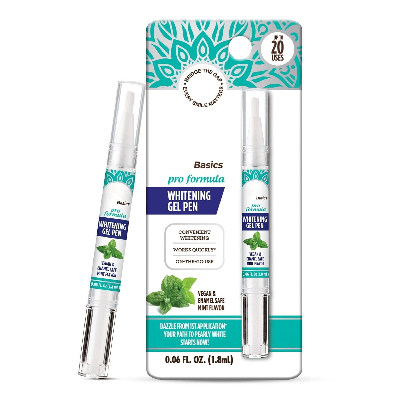 BONINGGG Teeth Pen 20 Uses Pro Formula Gel Pen Enamel Vegan Mint Flavor