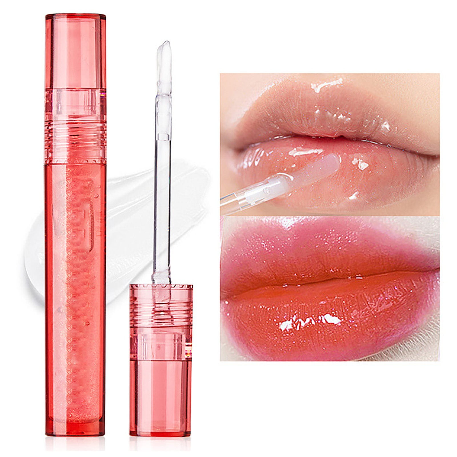 BONINGGG Water Light Lip Glaze Glossy Lip Gloss Glass Toot Lip Long