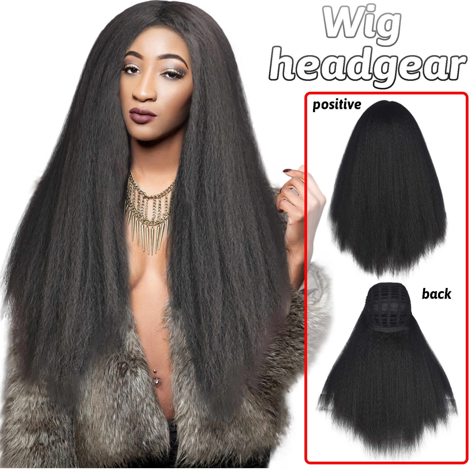 BONINGGG Wig headgear African black microcurly long curly hair ladies