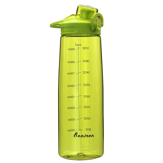 BONISON 36 OZ Sports Bottle Water With Flip Top Lid Leak Proof Bpa Free Drinking Water Bottle, for Travel Yoga Running Outdoor Cycling and Camping Green