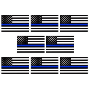 BONISON 8 Pack Thin Blue Line Sticker Decal, 3x5in Subdued American Flag Sticker Decal for Car Trucks, USA Flag Bumper Sticker, Support Police Law Enforcement, Non-Fade, Reusable(4 Magnet&4 Vinyl)