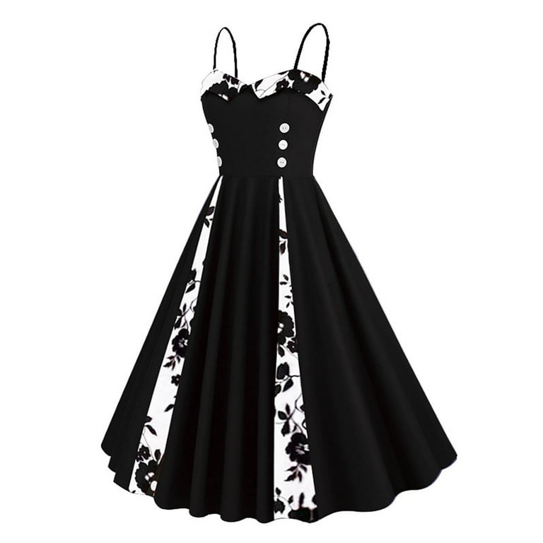 BONIXOOM Black Dresses for Women Multi-theme Party V-Neck Tab Sleeveless  Bandeau Dress Solid Black Dresses - Walmart.com