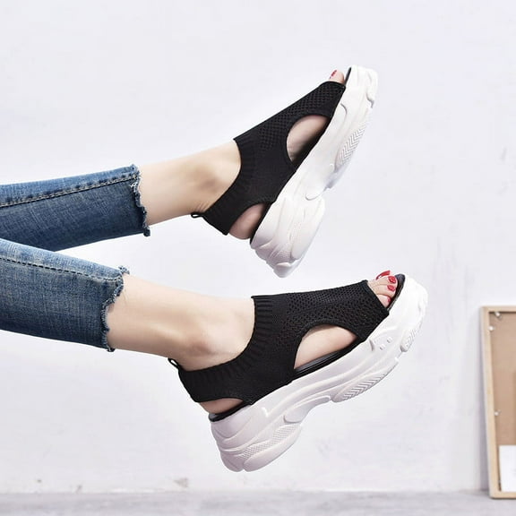 BONIXOOM Black Sandals Women Clearance Fall None None Casual Fashion Womens Shoes Black Size 4.5