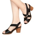 thumbnail image 1 of BONIXOOM Black Sandals Women Clearance Fall Slip-On None Casual Fashion Womens Shoes Black Size 6, 1 of 4