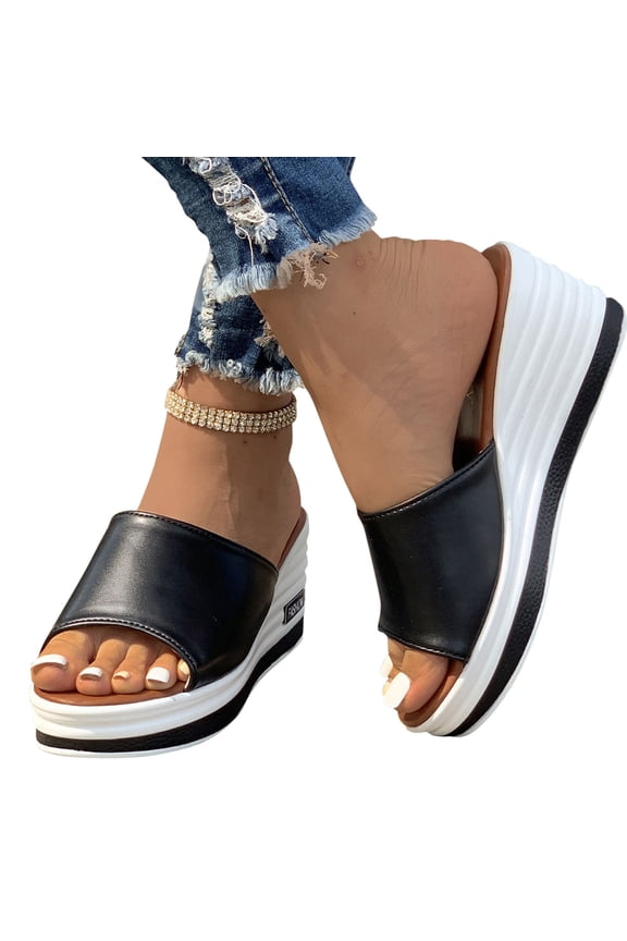 Black Sandals Women Clearance Fall Slip-On None Casual Fashion Womens Shoes Black Size 7
