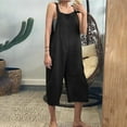 thumbnail image 1 of BONIXOOM Bodysuits for Women Pants for Women Solid Mid Waisted Long Travel Beach Bodysuit Baggy Fit Flare-Leg Standard Black 2XL, 1 of 6