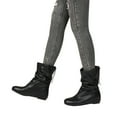 thumbnail image 1 of BONIXOOM Boots For Women Mid Heel Rubber Lace-Up Mid-Calf Drawstring Winter Black Boots, 1 of 9