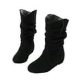 thumbnail image 1 of BONIXOOM Boots For Women Mid Heel Rubber Slip-On Mid-Calf Drawstring Winter Black Boots, 1 of 5