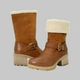 thumbnail image 1 of BONIXOOM Boots For Women Mid Heel Rubber Slip-On Mid-Calf Winter Brown, 1 of 5