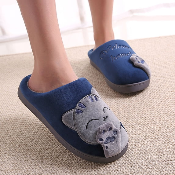 BONIXOOM Boys Slippers Clearance Slip-On Platform V-Day Casual Winter Running Shoes For Men Navy Size 8-8.5