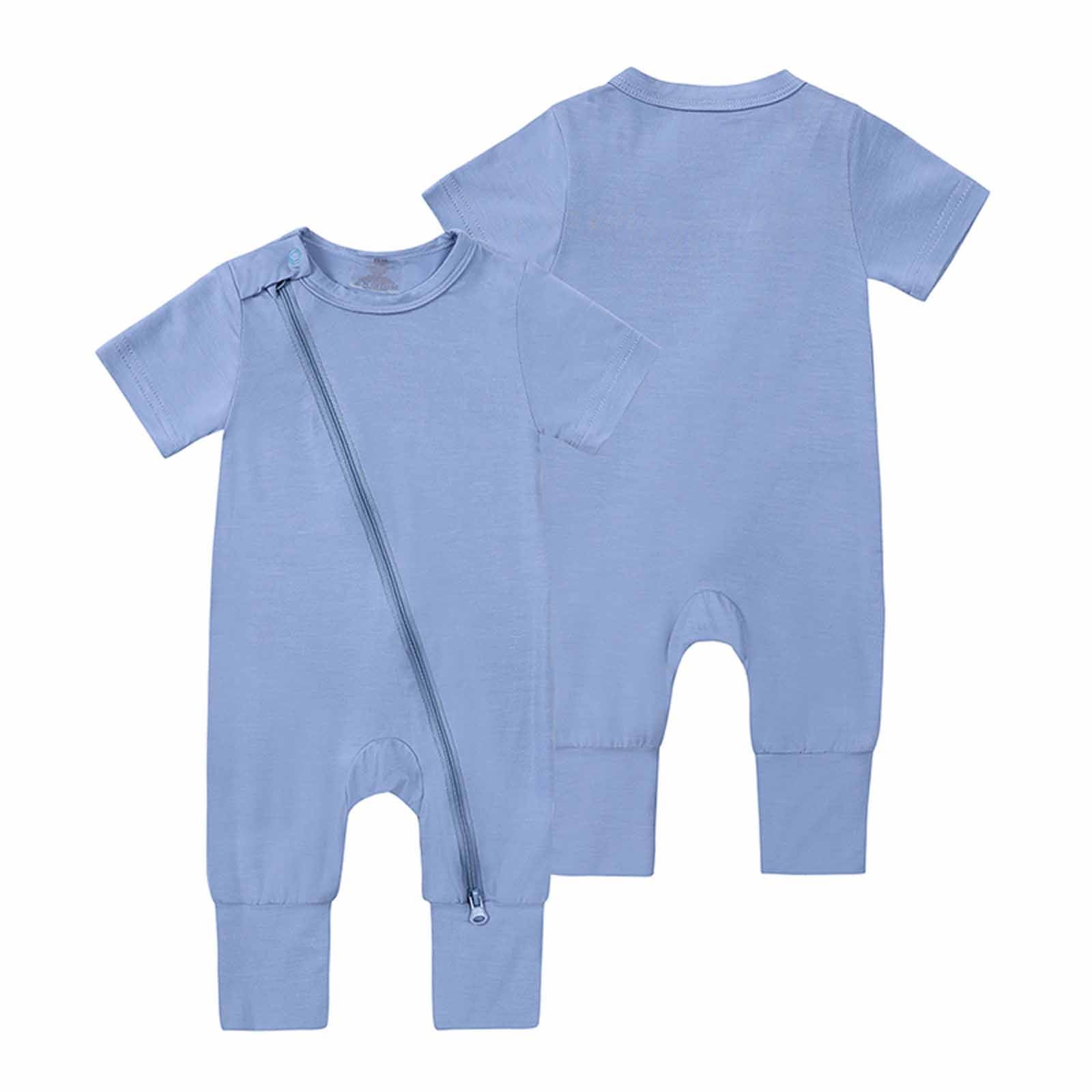 BONIXOOM Children'S Clothing Clearance Little Girls Clothing Set Outfit Fashion Spring Round Neckline Tie Solid Short Sleeve Bodysuit Blue 24