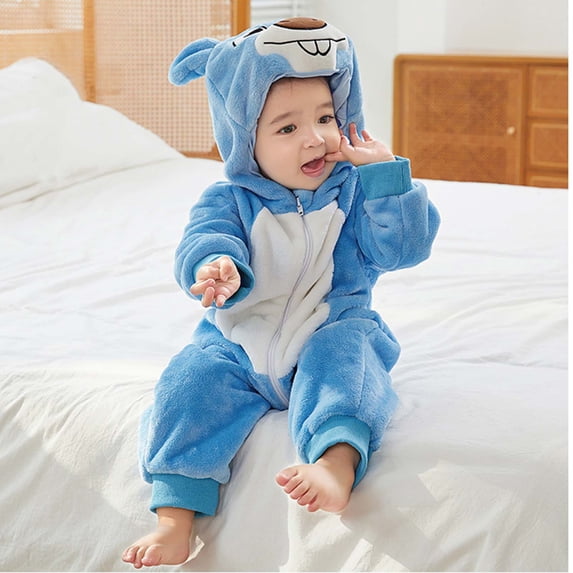 BONIXOOM Children'S Clothing Set Cute Toddler Baby Girls Clothes Set Fashion Spring Round Neckline Zipper Animal Print Long Sleeve Bodysuit Blue 80