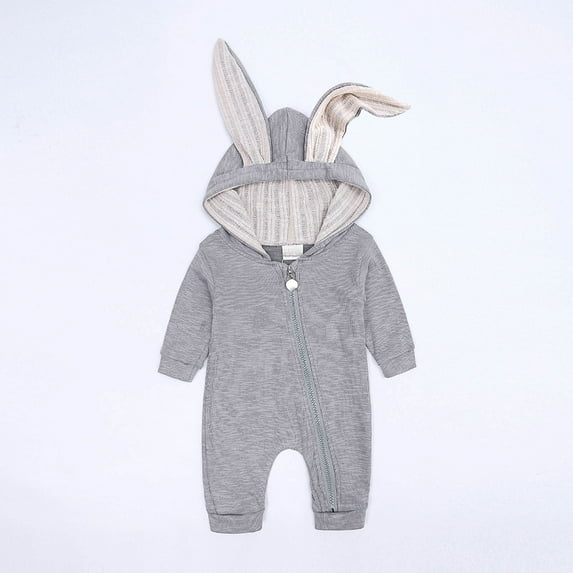 BONIXOOM Children'S Clothing Set Little Girls Clothing Set Outfit Fashion Spring Round Neckline Zipper Animal Print Short Sleeve Jumpsuit Gray 90