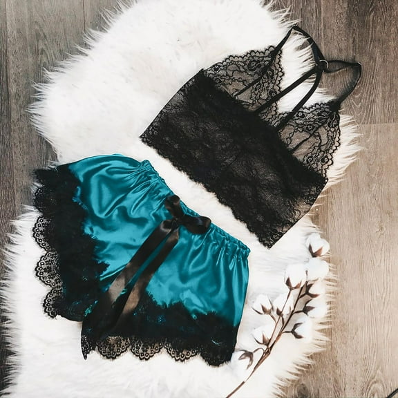 BONIXOOM Christmas Family Pajamas Matching Sets Pajamas For Women Sleepwear Belt Sleeveless Solid Sleepwear Sets Green S