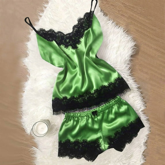 BONIXOOM Christmas Family Pajamas Matching Sets Pajamas For Women Sleepwear Drawstring Sleeveless Solid Sleepwear Sets Green XXXL