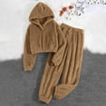 thumbnail image 1 of BONIXOOM Christmas Pajamas Christmas Pajamas For Women Sleepwear None Long Sleeve Solid Sleepwear Sets Brown XXXL, 1 of 1