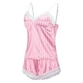 thumbnail image 1 of BONIXOOM Christmas Pajamas Christmas Pajamas Women Sleepwear Drawstring Sleeveless Striped Sleepwear Sets Pink XXL, 1 of 6