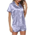 thumbnail image 1 of BONIXOOM Christmas Pajamas For Couples Christmas Pajamas For Women Sleepwear None Short Sleeve Solid Sleepwear Sets Purple XL, 1 of 6