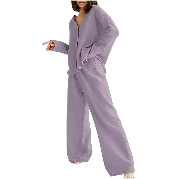 BONIXOOM Christmas Pajamas For Couples Christmas Pajamas Women Sleepwear None Long Sleeve Solid Sleepwear Sets Gray M