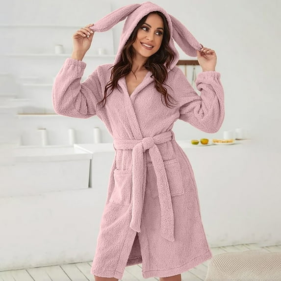 BONIXOOM Christmas Pajamas For Couples Silk Pajamas For Women Sleepwear Belt Long Sleeve Solid Sleep Tops Pink M