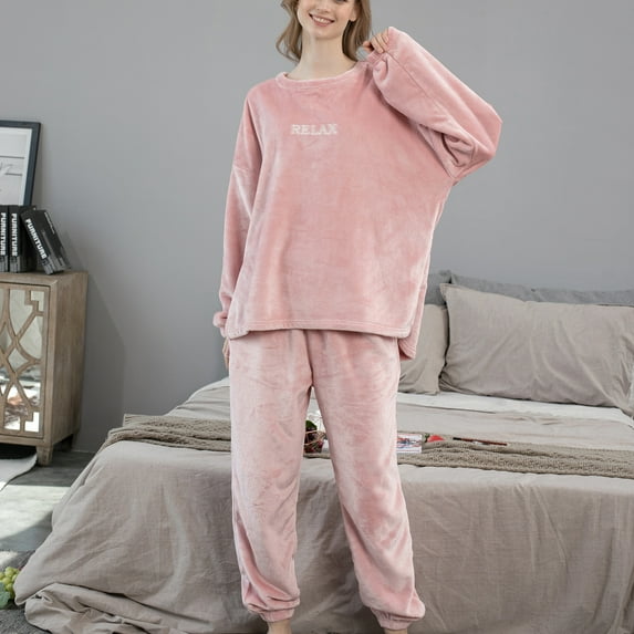BONIXOOM Christmas Pajamas For Couples Womens Pajamas Sleepwear None Long Sleeve Printed Sleepwear Sets Pink XXL