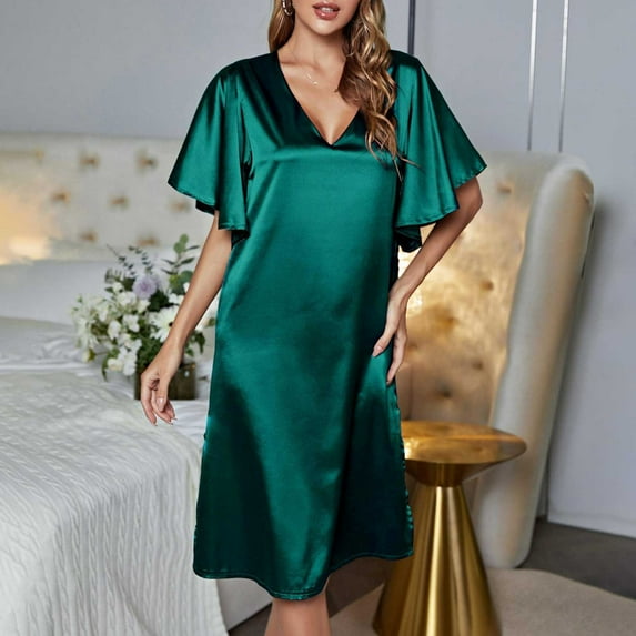 BONIXOOM Christmas Pajamas For Family Girls Christmas Pajamas Loungewear None Sleeveless Printed Sleep Dress Green L