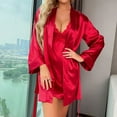 thumbnail image 1 of BONIXOOM Christmas Pajamas For Family Silk Pajamas For Women Loungewear Tie Sleeveless Solid Sleep Dress Red XXL, 1 of 1