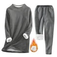 thumbnail image 1 of BONIXOOM Christmas Pajamas For Family Womens Christmas Pajamas Sleepwear None Long Sleeve Solid Sleepwear Sets Gray XXL, 1 of 1