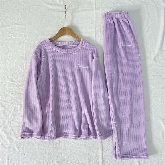 BONIXOOM Christmas Pajamas For Family Womens Christmas Pajamas Sleepwear None Long Sleeve Solid Sleepwear Sets Purple Free Size